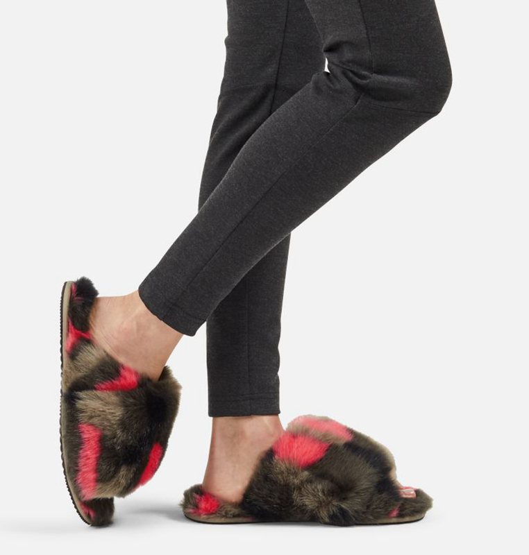 Womens Slippers Olive/Pink - Sorel Go™ - Mail Run - 378541-IFO